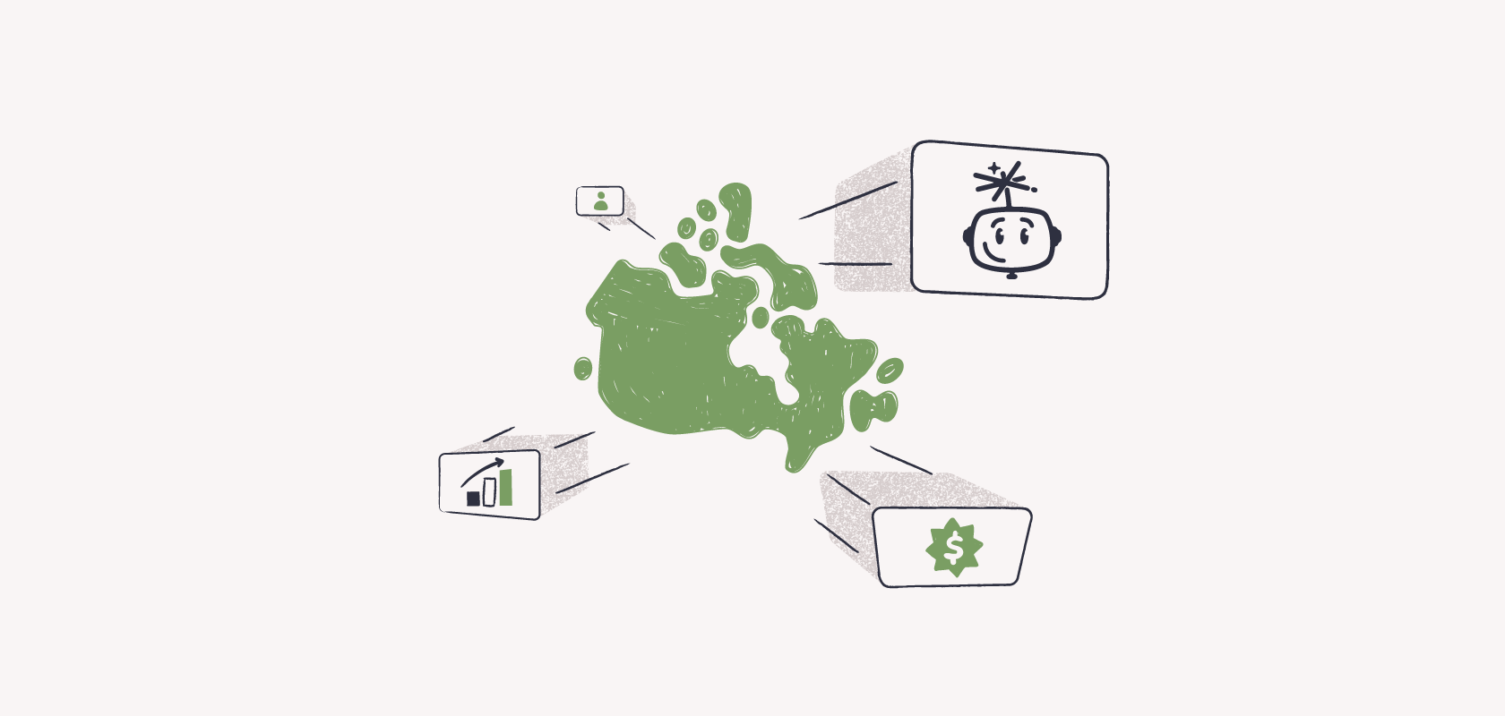 A map of Canada with money, graph, and Digit illustrations around it.